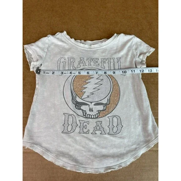 Grateful Dead Graphic T Shirt, Skull, Youth 4T Shrunk White/grey - Picture 4 of 6